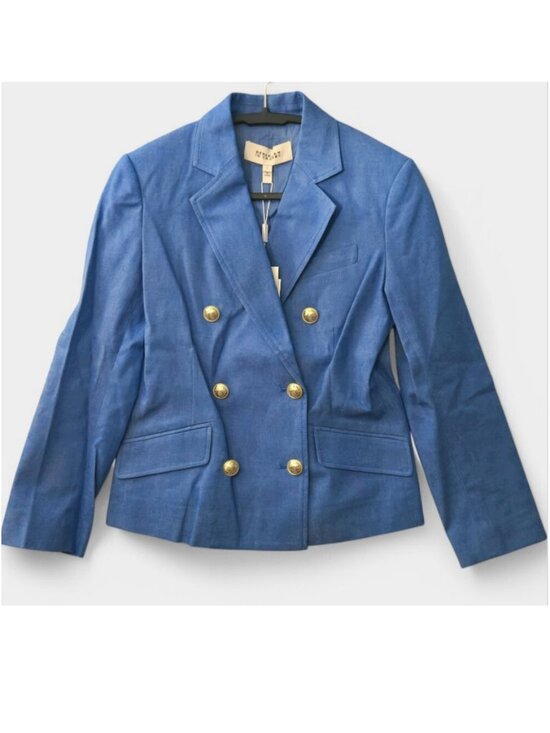 Derek Lam 10 Crosby Jackets & Blazers - Derek Lam 10 Crosby Myla Double Breasted Crop Blazer Blue Office Preppy NWT $450